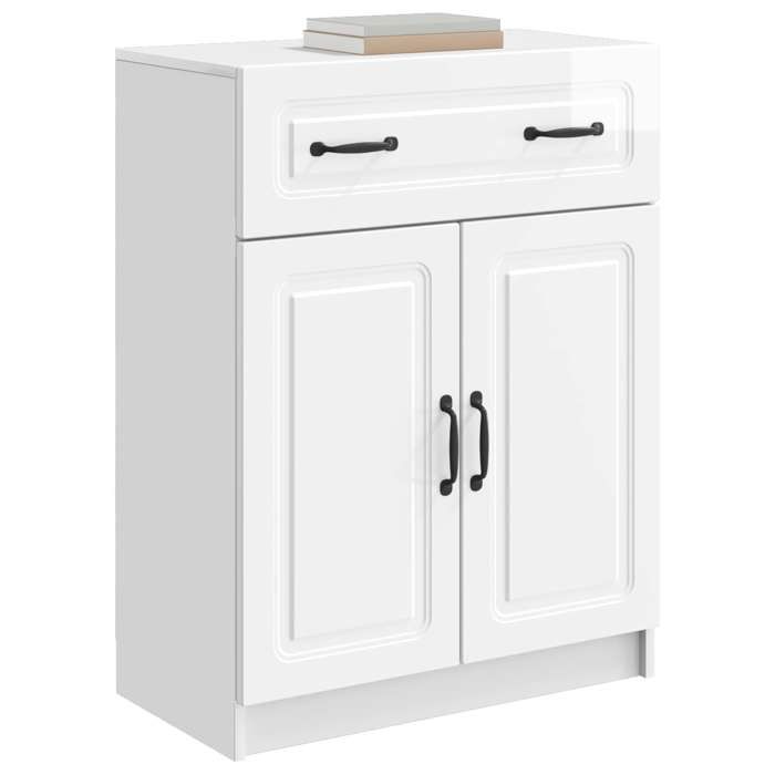 Buffet bas séjour{1 pièce}meuble de rangementdesign épuré Blanc brillant 66 x 345 x 87 cm Bois dingénierie cku14z66