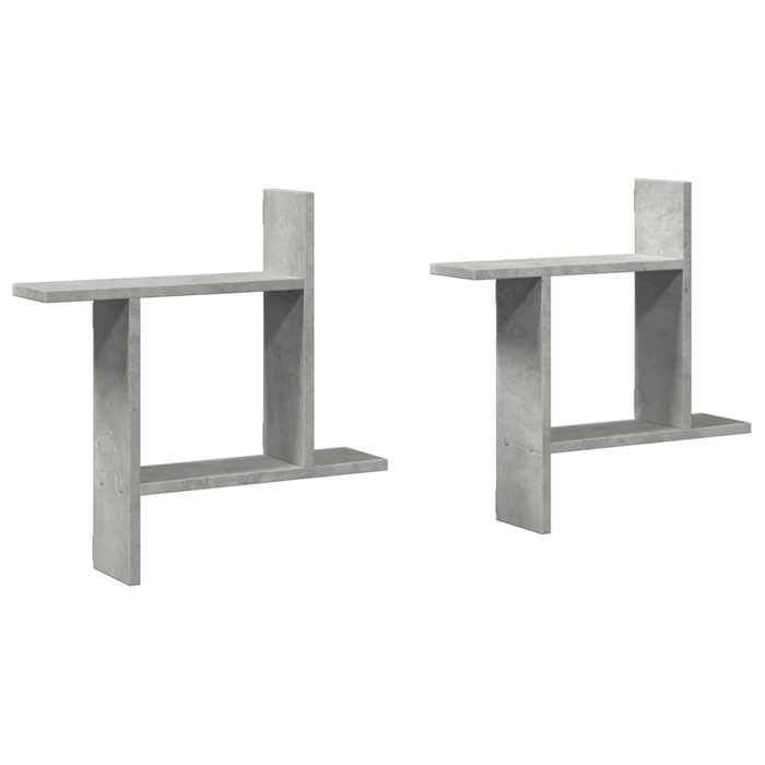 Étagères murales 2 pcs Design Moderne pour décoration de salon gris béton 50x12x50 cm bois dingénierie B193