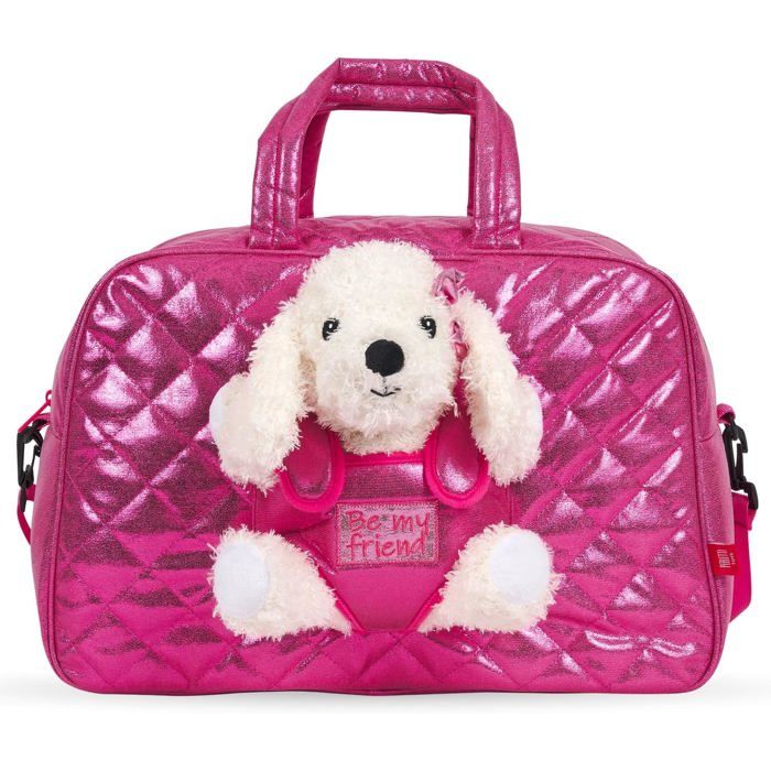 Sac à dos enfant maternelle - PERLETTI - Caniche en peluche amovible - Rose - Format 29x23x12 cm - Capacité 8 L