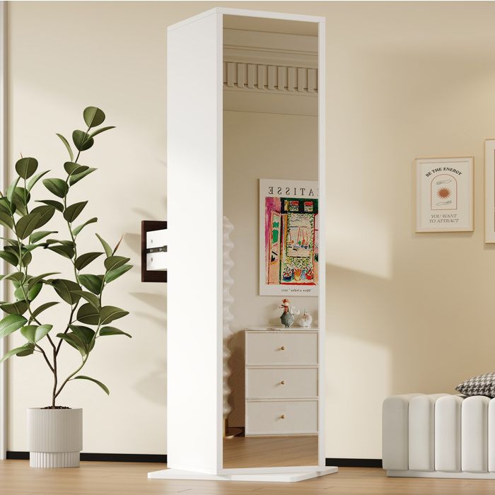 Meuble d'entrée pivotant avec miroir pleine longueur, 4 niches ouvertes ...
