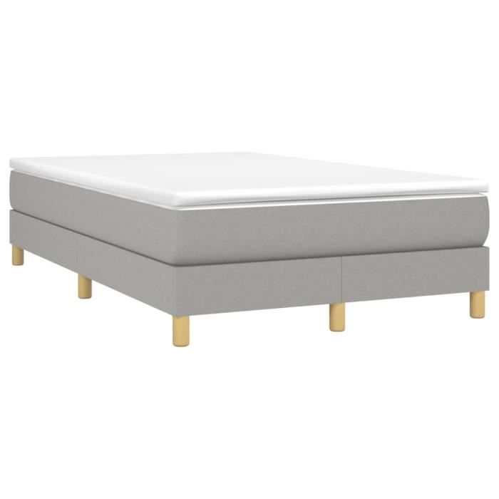 Sommier tapissier - AKOZON - 120x200 cm - Gris clair - Lattes de contreplaqué - Pieds robustes