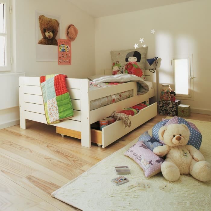Lilou Lit Evolutif Avec Tiroir De Rangement Blanc Cdiscount Maison