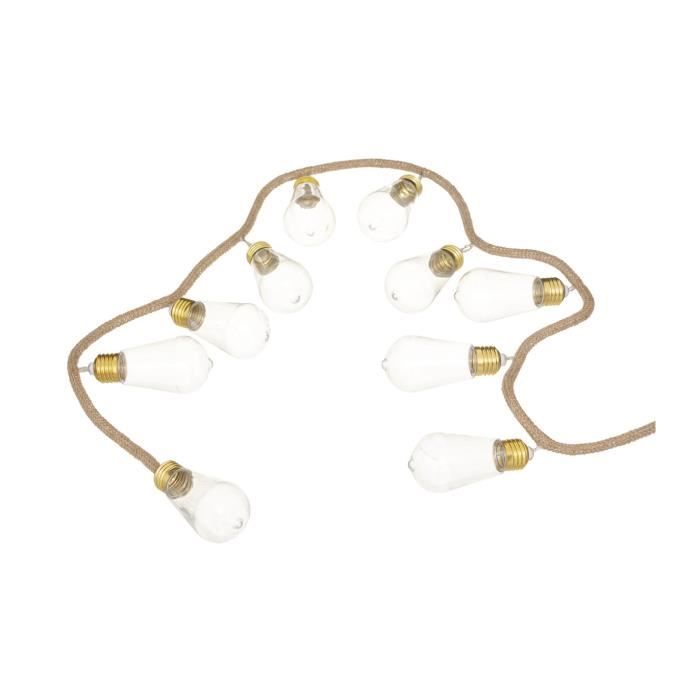 atmosphera - guirlande lumineuse décorative 10 ampoules led cable 1m65 aspect corde transparent
