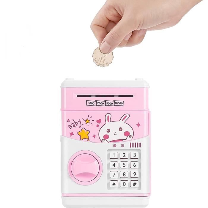 Tirelire Électronique pour Enfants,Tirelire Coffre-Fort avec Code, Cadeau Enfant 3-12 Ans Garçon Fille Safe Coffre Argent ATM, Rouge