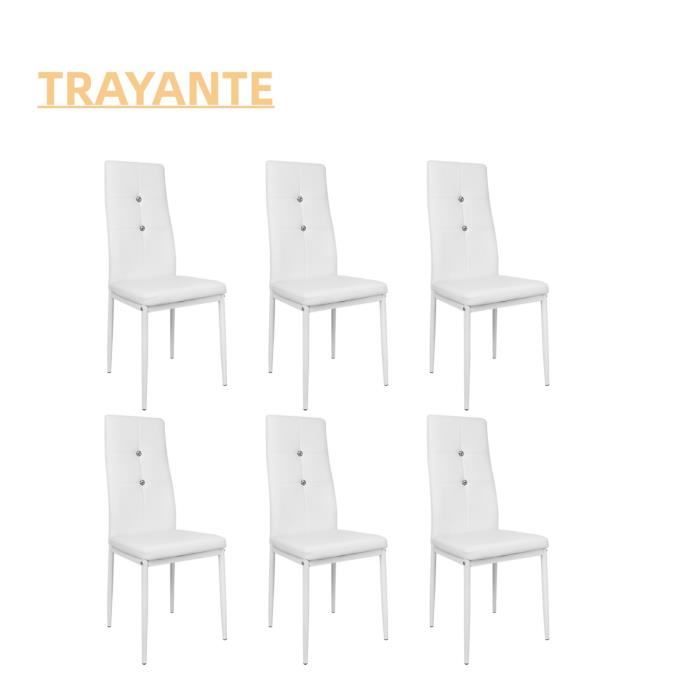 LUXS Lot de 6 Chaise gris-blanc salle à manger salon Dossier ergonomique  50cm Rembourrage épais Hauteur d'assise 48.5 cm En simili - Cdiscount Maison