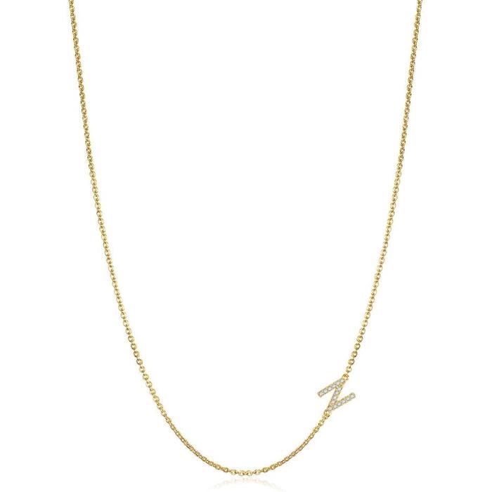 Collier Femme Chaîne Trombone Avec Croix - Plaqué Or 14K - Fermoir Toggle