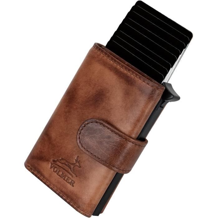Portefeuille Homme VULKIT - Cuir Véritable, RFID, Pop-up