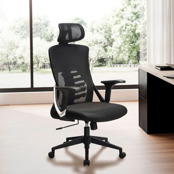 Chaise de Bureau - AMSTYLE - Tissu Noir - Ergonomique - Pivotante - 120 kg Chaise de Bureau - AMSTYLE - Tissu Noir - Ergonomique - Pivotante - 120 kg