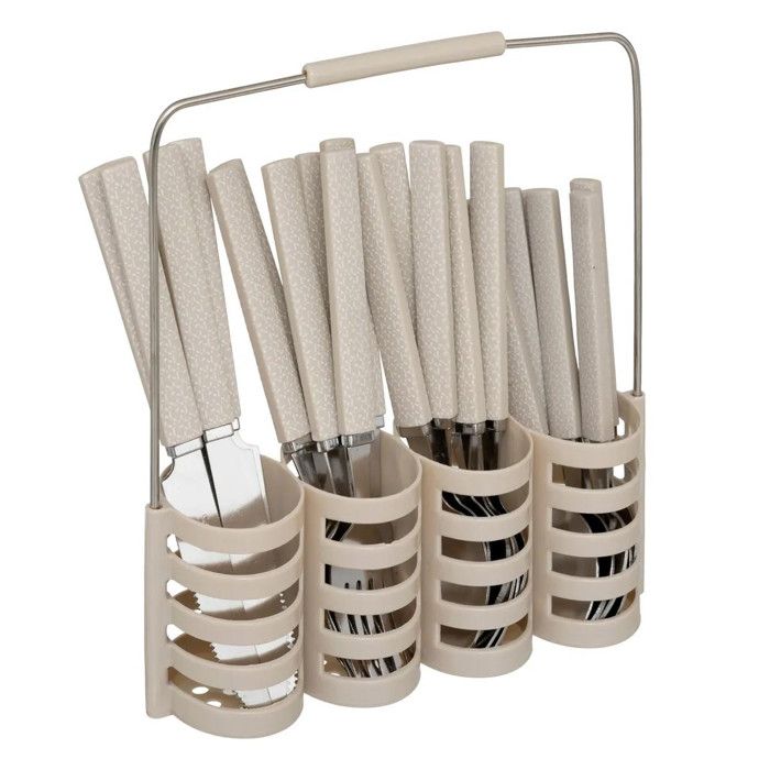 Ménagère 24 Pièces Avec Rack Géo 24cm Beige