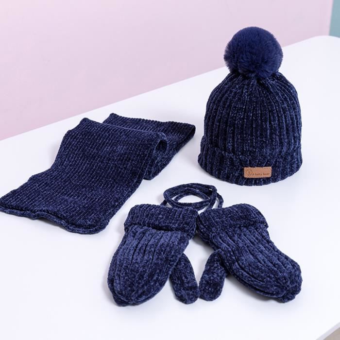 3pcs Enfant En Bas Age Bebe Filles Garcons Hiver Bonnet Tricote Chaud Echarpe Gants Garder Au Chaud Ensemble Pxfny Hspo Marine Achat Vente Gant Mitaine Cdiscount