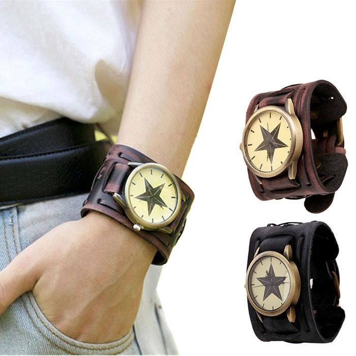 Generic Bracelet en Cuir,Superman Vintage Hommes Bracelet De Cuir Noir 4Pcs//Set Punk Tiss/é Cuir R/églable Bracelets Charme Femmes Hommes Bijoux Cadeaux De No/ël