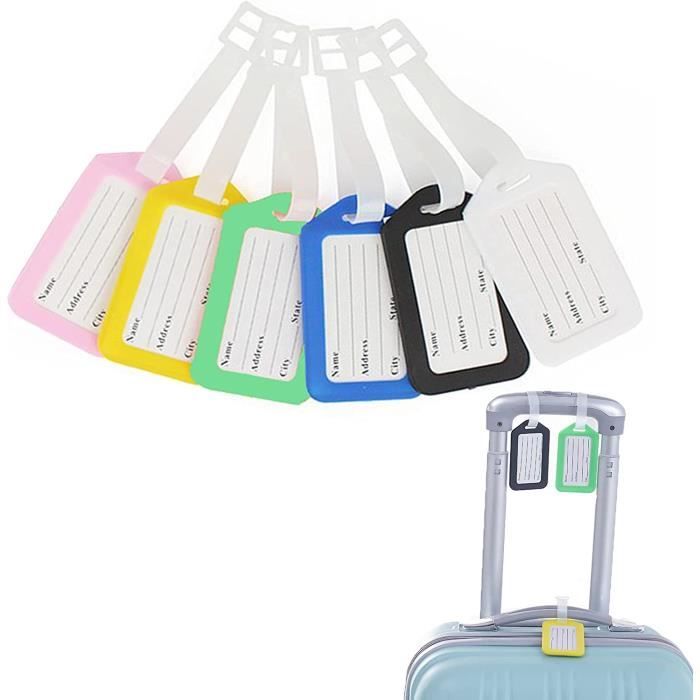 étiquette PVC Souple étanche 6 Étiquettes Bagage Étanches - Identification Valise - Sangle Réglable - Motifs Tropicaux Etiquette Valise Voyage Avion