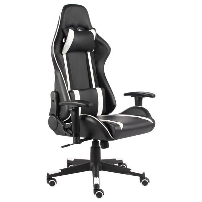 chaise de jeu pivotante jm - fauteuil de bureau salon - blanc pvc 68x69x123-133cm