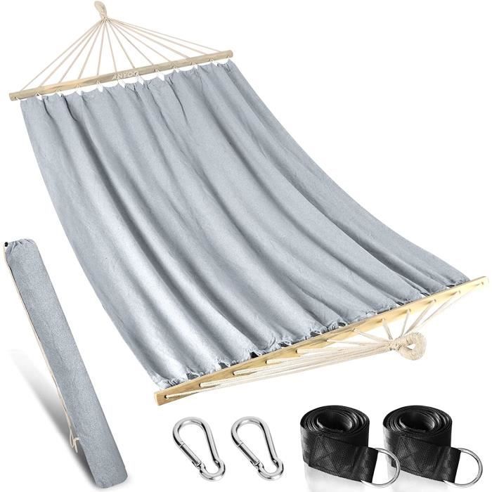Anyoo Hamac Grand Modèle En Filet Avec Barres D'Écartement 320x150 Cm – Ultra Respirant & Stable Pour Jardin Et Camping