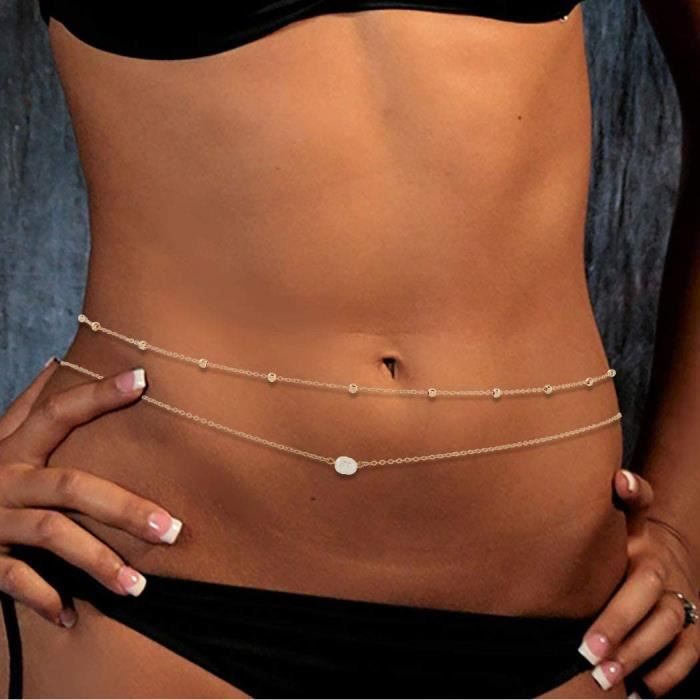 multicouche perles chaîne de taille or en couches perle chaîne de ventre perle chaîne de corps bijoux accessoires pour les