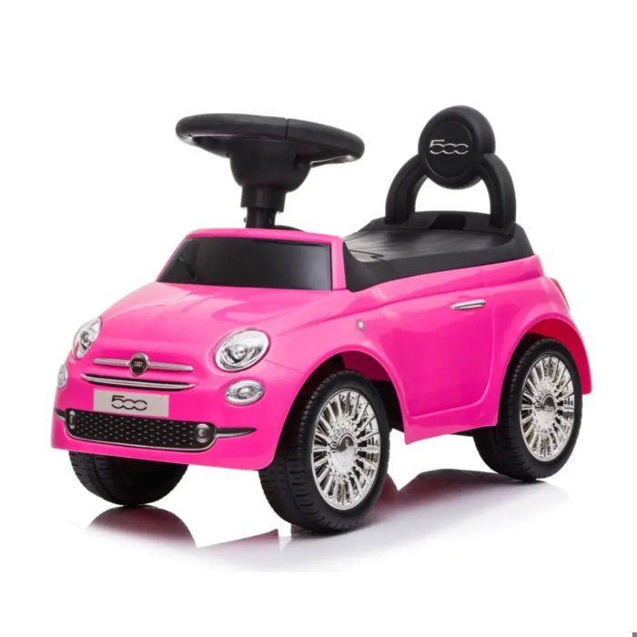 Porteur Enfant Fiat 500 Rose 6-36 Mois, Effets Lumineux et Musical, Voiture à Pousser avec Compartiment, Klaxon, 60 x 28 x 37cm