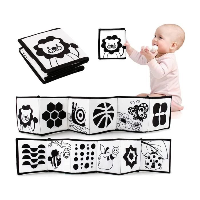 Noir et blanc Jouets sensoriels pour bébé à contraste élevé Livre doux pour  la petite enfance, Jouets pour le temps du ventre du nourrisson