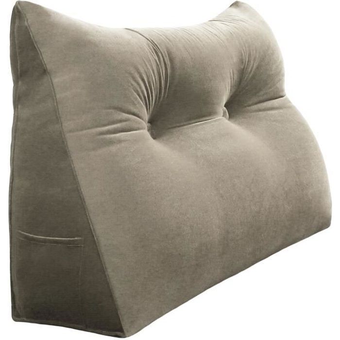 Oreiller De Lecture Géant Triangulaire XXL 180 Cm – Coussin Dos Jambes Lit Canapé Lin Noir Ergonomique