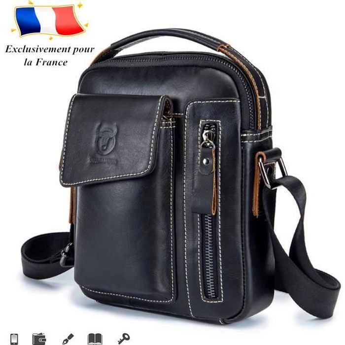 Sac en cuir noir homme new arrivals