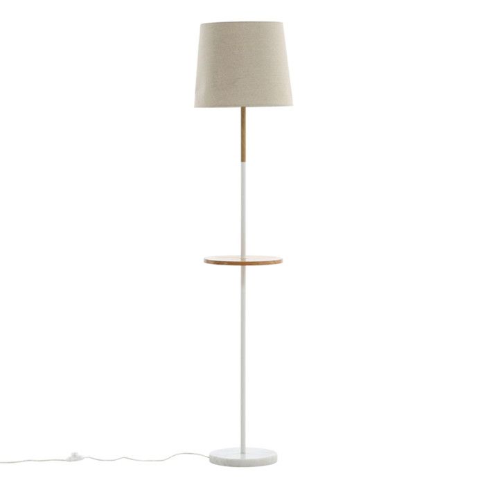 Table de chevet - Hattman - Beige - Acier - Lampe intégrée