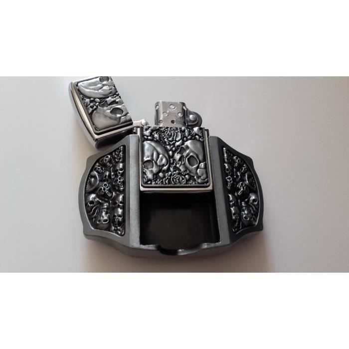 2 En 1Ceinturon Avec Briquet Tempête MortBiker