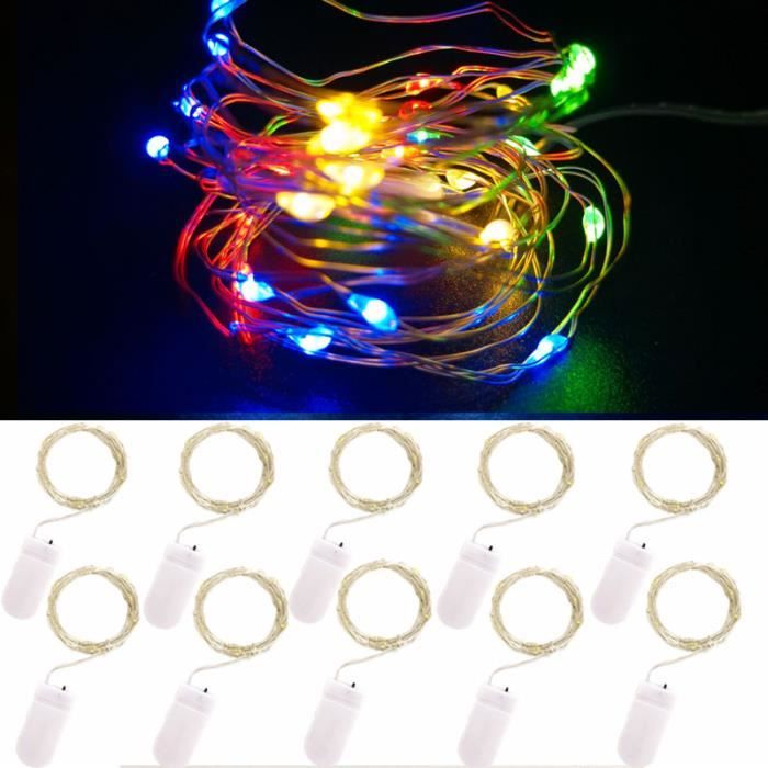 10pcs 1m 10led Multicolore Guirlande lumineuse LED en fil de