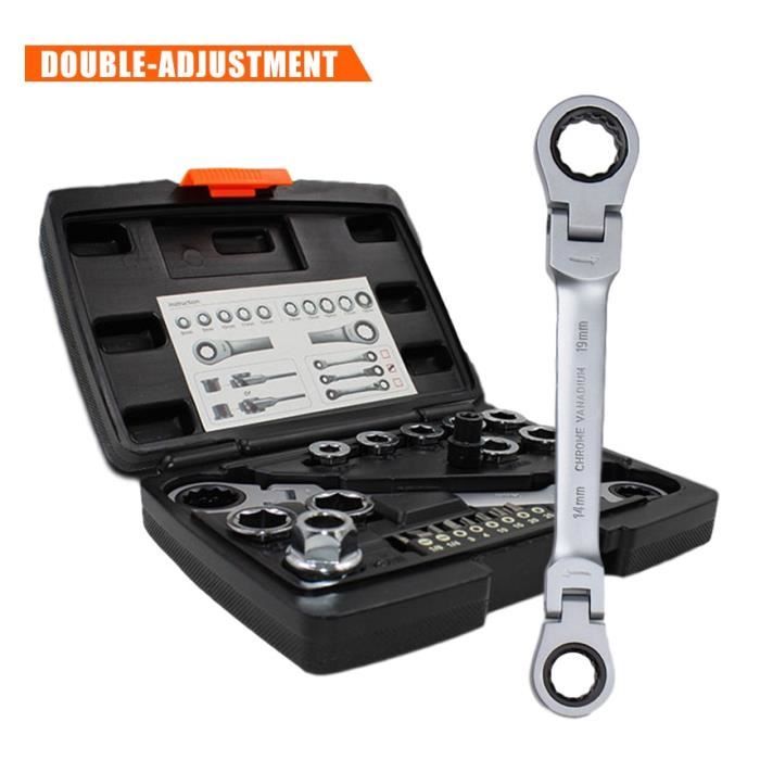 Jeu de clés à fourche double KS Tools, titane, 6x7 - 17x19 mm, 8 clés