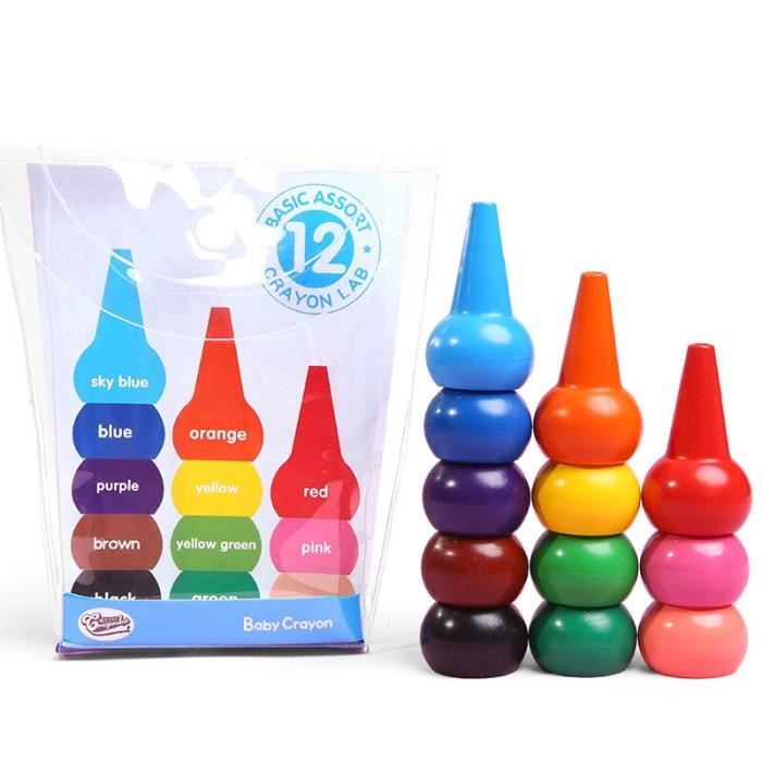 Crayons de couleur,Crayons de couleur effaçables pour bébés, 12 couleurs, Nontoxique, sûrs, à