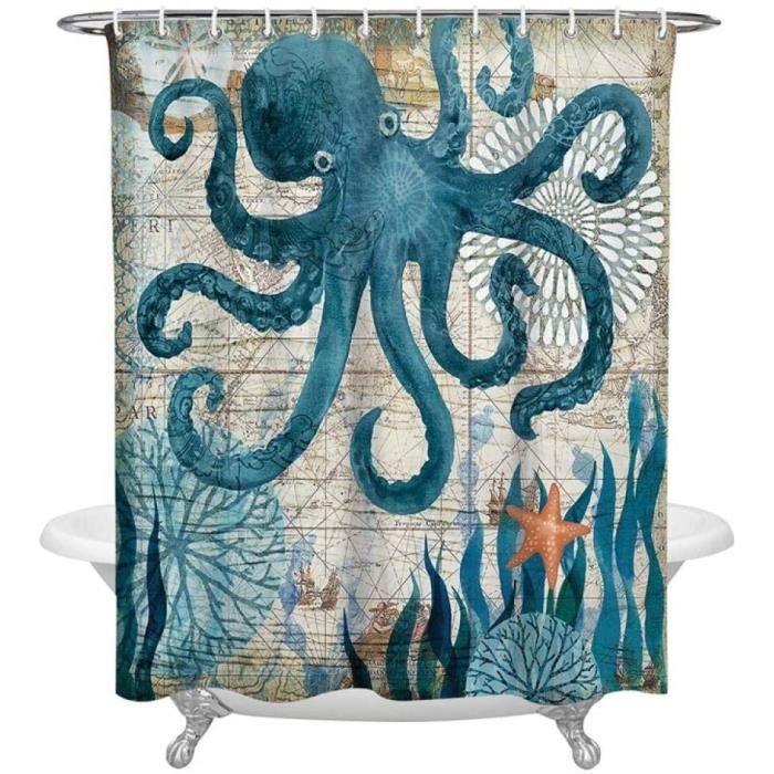 Rideau De Douche Imperméable, Tissu Polyester Lavable Anti-moisissure