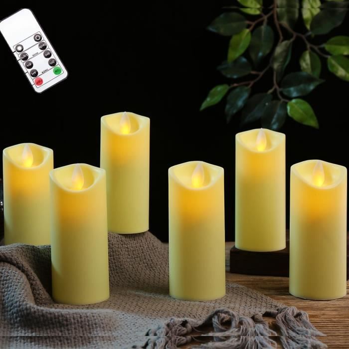 Vtobay Bougies LED sans flamme avec graisse à bougie, rayures