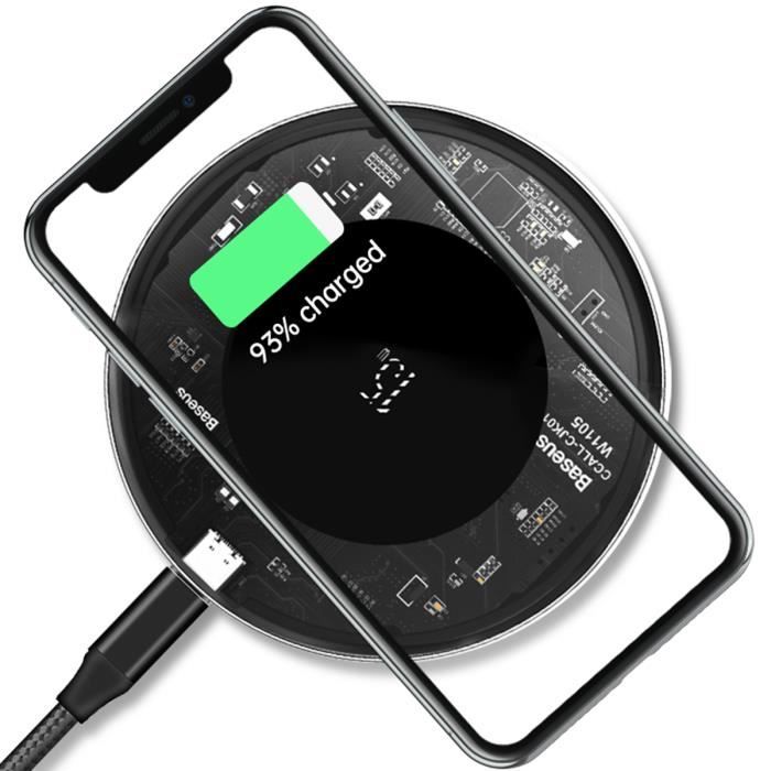 Accezz Chargeur sans fil Qi Desk pour iPhone 15 Pro - Chargeur sans fil -  10 Watt - Noir