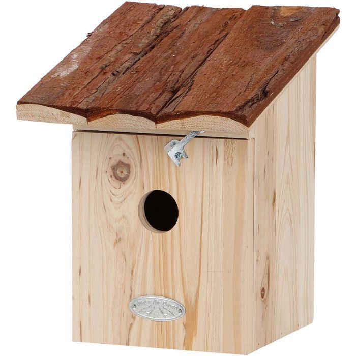 Nichoir pour oiseaux avec toît en écorce Mésange charbonnière