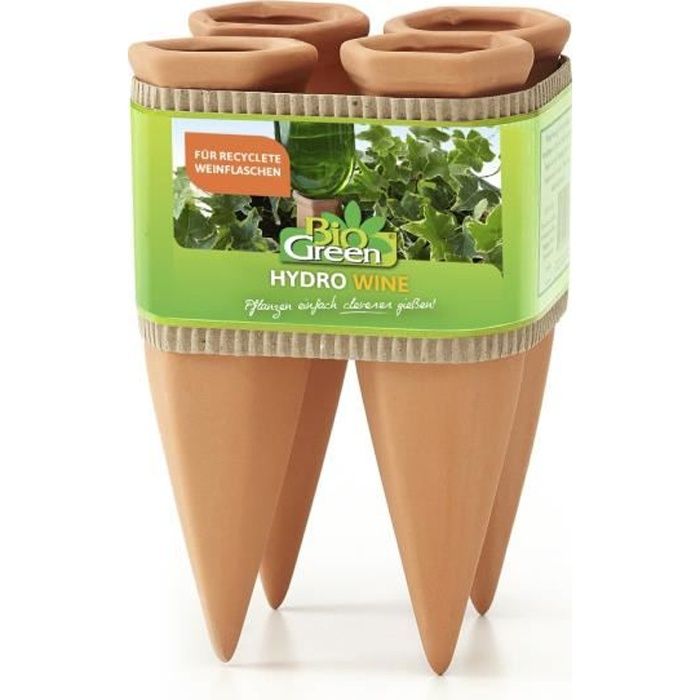 Cône en argile verte bio "Hydro Classic" pour bouteilles de vin, lot de 4