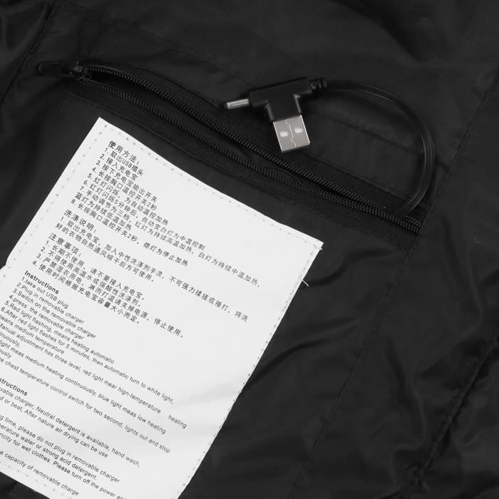 Gilet Chauffant Électrique - 7 Zones, 3 Températures, Recharge USB, Pour Extérieur