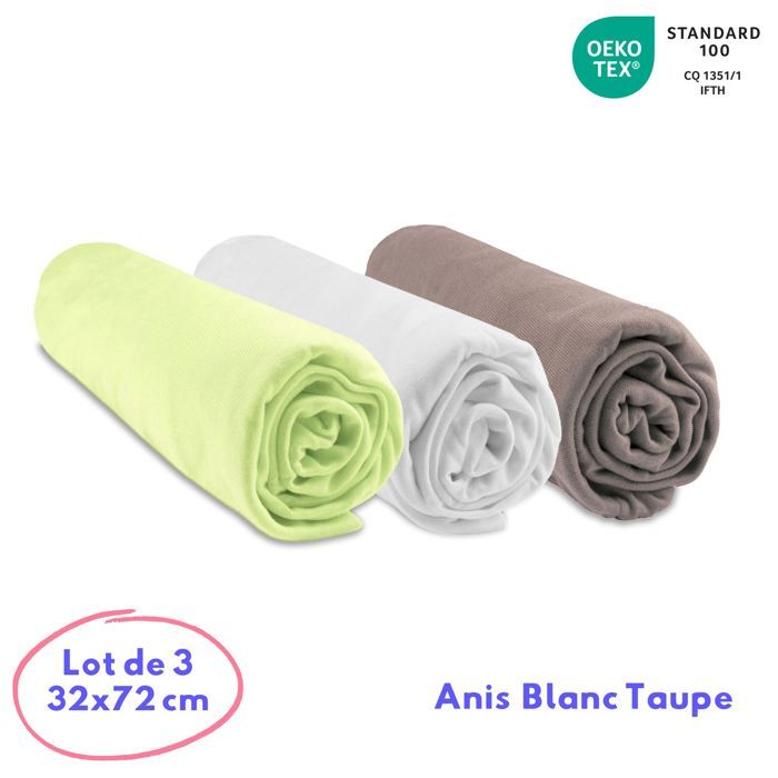 Plushii Lot De 3 Draps-Housses 70x140cm Dinosaures - Microfibre Respirante Oeko-TEX Pour Lit Bébé