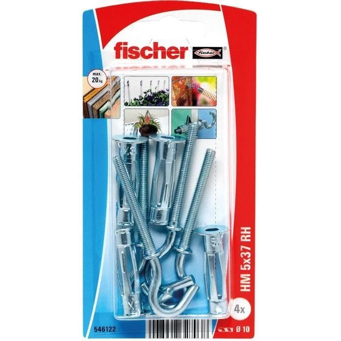 Fischer Cheville - Blister de 4 - Corps creux - Crochet hm5x37