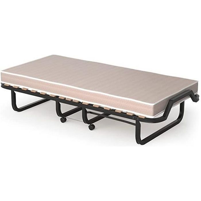 Lit Coffre 140x190 Giantex Lit Pliant 80x190 Cm Avec Matelas Mémoire De Forme - Lit D'Appoint Acier Avec Roulettes (Bleu