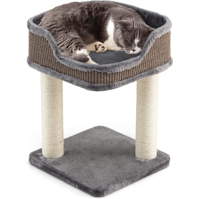 Comparer les prix de GOPLUS Arbre à Chat 50 CM en Bois Recouvert Peluche, Poteaux en Sisal, Nid Confortable, Gris