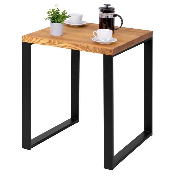 lamo manufaktur table haute de cuisine - mange debout - table de bar - 60x60x76 cm - noir - modèle modern - frêne rustique