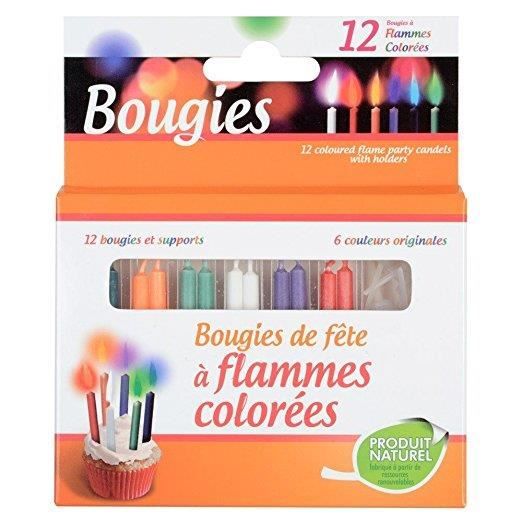 Bougies D'Anniversaire à Rayures Unique Party - Lot De 12 Avec Bougeoirs, Assortiment De Couleurs
