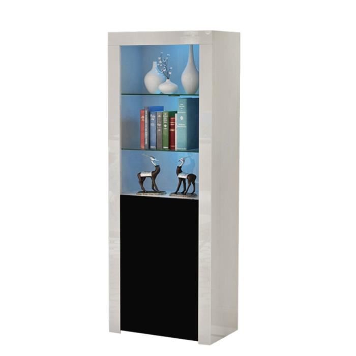 Meuble de Rangement salon Armoire de salon moderne avec LED -3 Étagères  Ouvertes blanc + noir - Cdiscount Maison