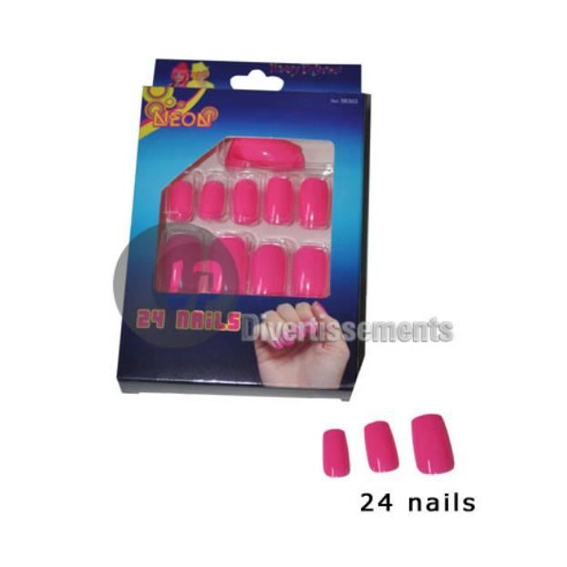 Lot de 24 faux ongles rose fluo neon Cdiscount Jeux Jouets