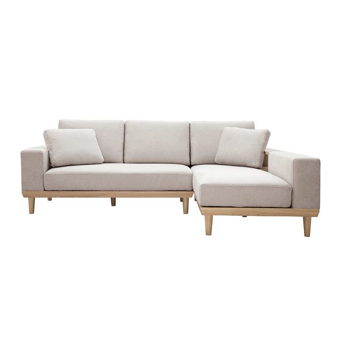 Canapé d'angle en tissu matelassé 250x150x85 cm – Beige – Style contem