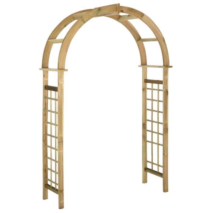 Arche treillis et pergola de jardin en bois - Omabeta - bois de pin imprégné de vert - 110x58x230 cm 7405148119424