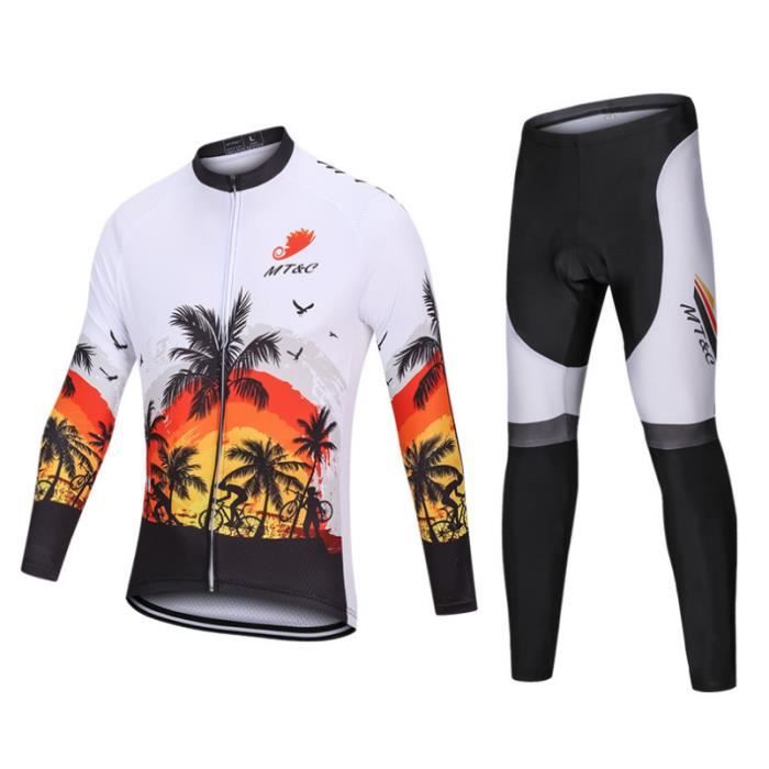 MUBODO Maillot de Vélo Route Manches Longues Homme + Pantalon À