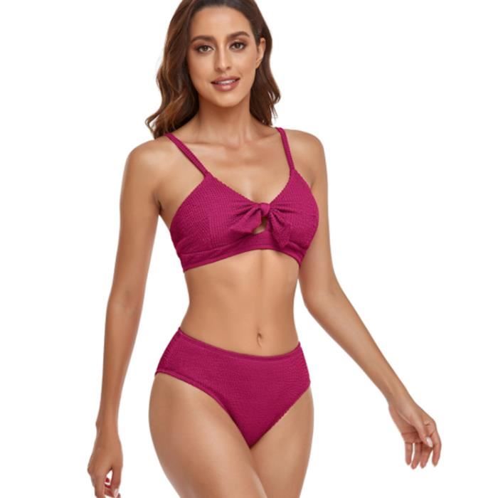 Maillot de Bain Femme Ensemble 2 Pièces Bikini Push Up rembourré Cravate  noué Rose - Cdiscount Prêt-à-Porter