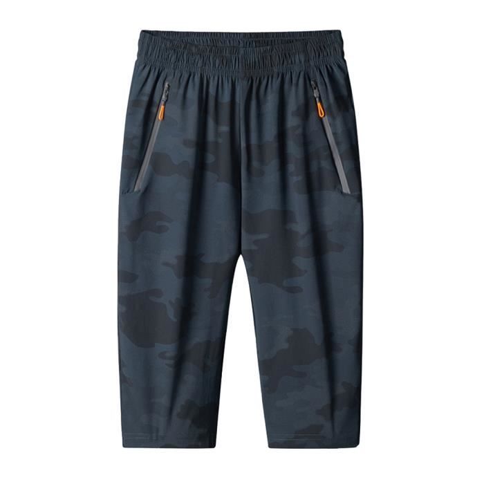 Pantalon Cargo Homme Léger été - Tissu Glacé Séchage Rapide, Coupe Slim, Noir Taille M