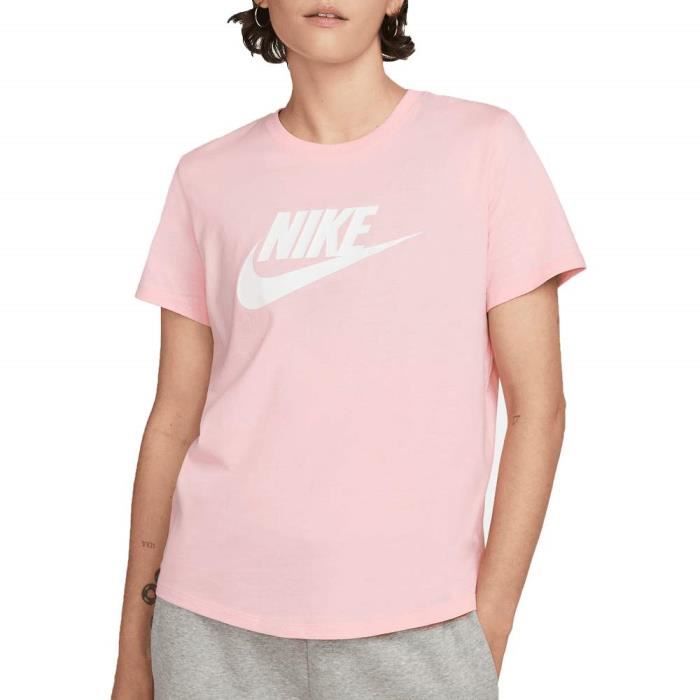 T shirt Femme Nike Icon Futura Rose 100 coton Manches courtes Col arrondi