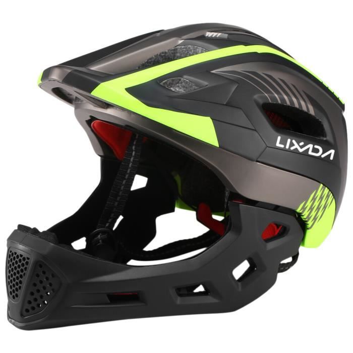 Casque Intégral Enfant Avec Mentonnière - Casque Vélo Réglable Antichoc Avec Feu Arrière Pour Trottinette, Skateboard Et Activités Extérieures