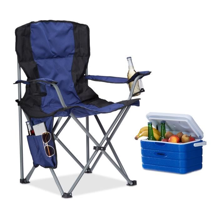 Chaise Pliante Double Glacière Relaxdays Chaise Double Pliante Relaxdays - Avec Glacière Et Porte-gobelets - Camping Et Jardin Mobilier Extérieur Pratique
